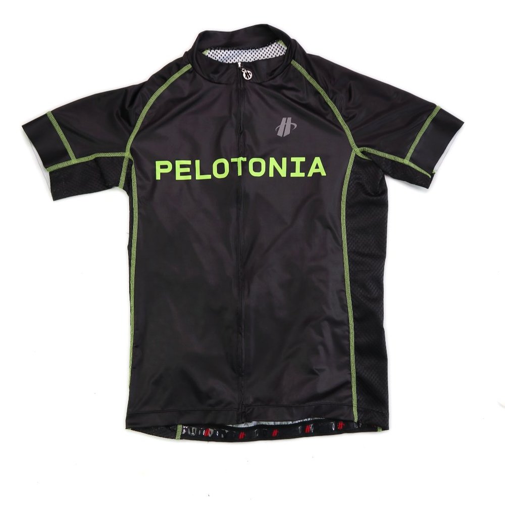 Womens Black Pelotonia Full Zip Hincapie short sleeve biking jersey Size S